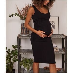 Isabella Oliver Ellis Maternity Black Tank Dress Ruched Side Size 2 Size 6